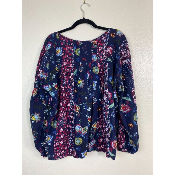 Cafe Marrakesh Floral Boho Peasant Top Blouse Womens Plus Size 3X Blue Pink - Picture 2 of 16